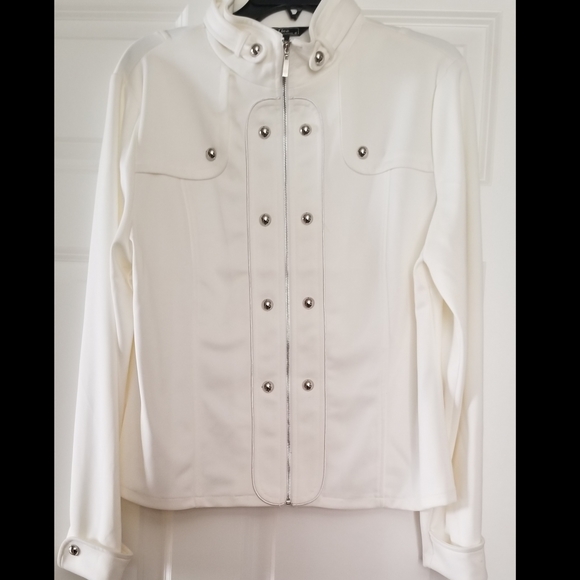 Off White Jacket with Silver Buttons Size Large - Picture 6 of 7